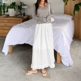 국내생산 프릴 포인트 플레어 롱 스커트 UJS-155