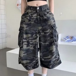 핀턱 카고 와이드 버뮤다 팬츠 UJS-219