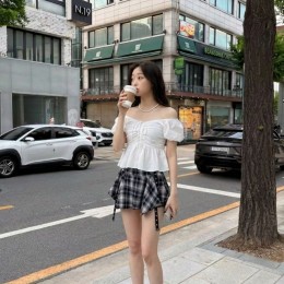 여리핏 오프숄더 리본 블라우스 UJS-225