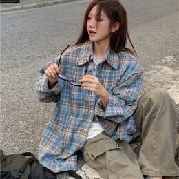 네모 체크 카라 긴팔 셔츠 LL-T176