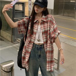 네모 체크 카라 반팔 셔츠 LL-T177