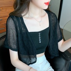 루즈핏 시스루 크롭 가디건 LL-O133