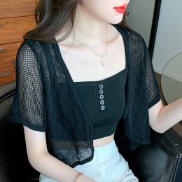 루즈핏 시스루 크롭 가디건 LL-O133
