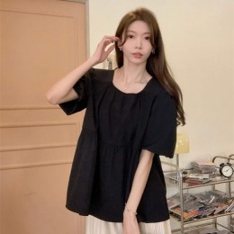 루즈핏 퍼프 백리스 블라우스 LL_T179