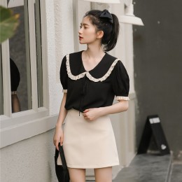 레이스 카라 리본 블라우스 LL_T180