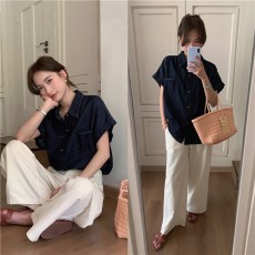 루즈핏 심플한 데님 카라 셔츠 LL-T181