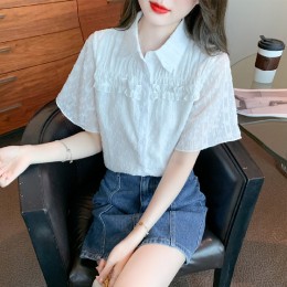 카라 자수 프릴 블라우스 LL-T184
