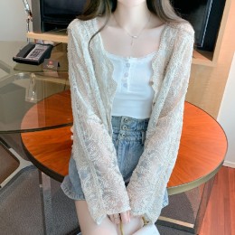 여름 플라워 자수 망사 가디건 LL-O135