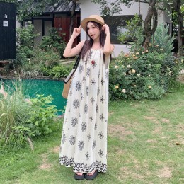 루즈핏 끈나시 에스닉 원피스 LL-D183