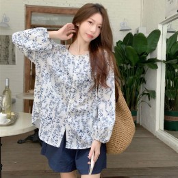 긴팔 블라우스 밴딩 반바지 투피스 세트 LL_S116