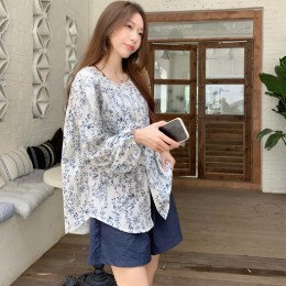 긴팔 블라우스 밴딩 반바지 투피스 세트 LL_S116