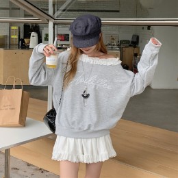 프릴 넥라인 레터링 맨투맨 LL_T192