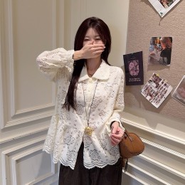 플라워 펀칭 플레어 블라우스 LL_T197