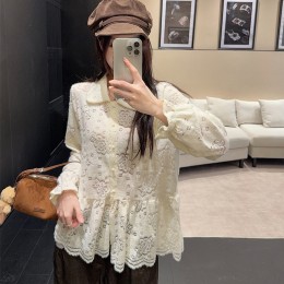 플라워 펀칭 플레어 블라우스 LL_T197