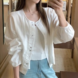 노카라 긴팔 자켓 가디건 LL_O140