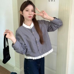 스트라이프 프릴 배색 셔츠 LL_T198