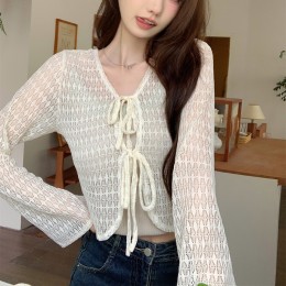 시스루 펀칭 스트링 가디건 LL_O141