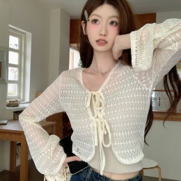 시스루 펀칭 스트링 가디건 LL_O141