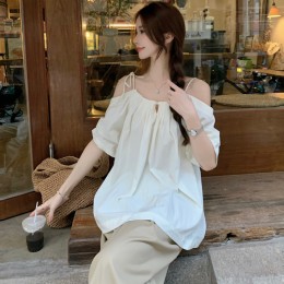 오프숄더 반팔 블라우스 LL_T203