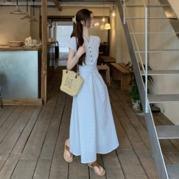 브이넥 허리랩 스트라이프 원피스 LL_D196