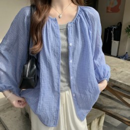 체크 셔링 블라우스 LL_T217