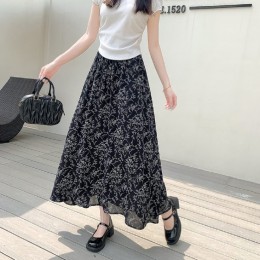 블랙 패턴 밴딩 스커트 LL-B109