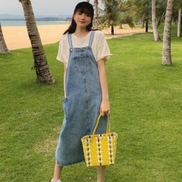 깔끔한 데님 멜빵원피스 LL-D101