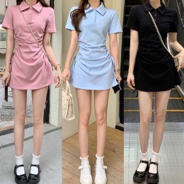 찰랑 골지 셔링 미니원피스 LL-D112