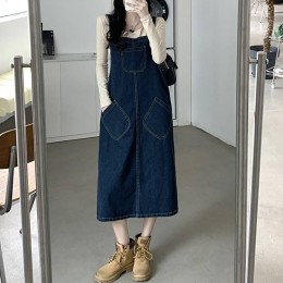 캐주얼 포켓 멜빵 원피스 LL-D119