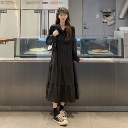 리본 캉캉 긴팔 롱원피스 LL-D124