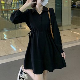 카라 스트링 A라인 원피스 LL-D126