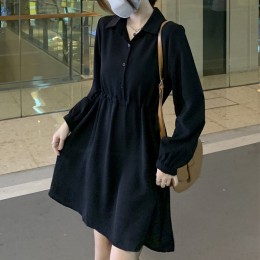 카라 스트링 A라인 원피스 LL-D126