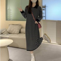 단가라 집업 카라 니트 원피스 LL-D129