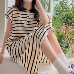 카라 스트라이프 롱원피스 LL-D144