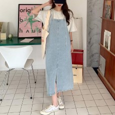 심플한 데님 멜빵원피스 LL-D161
