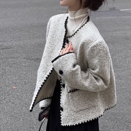 노카라 스티치 트위드자켓 LL-O109