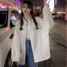 루즈핏 캐주얼 펀칭 카라 셔츠 가디건 LL-O110