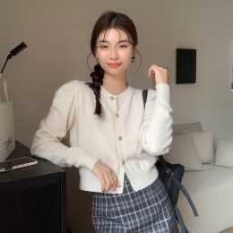 퍼프 숏 니트 이너 가디건 LL-O114