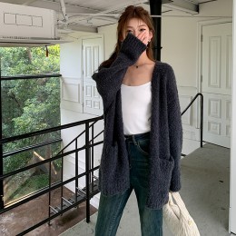 루즈핏 부클 니트 롱 가디건 LL-O115