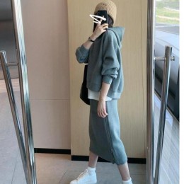 후드 맨투맨 스커트 투피스 세트 LL-S106