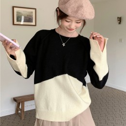 루즈핏 나그랑 배색 트임 니트 LL-T-129