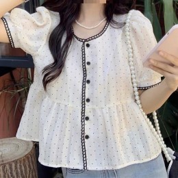 도트 플레어 블라우스 LL-T111