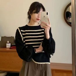 스트라이프 플리츠 니트 LL-T121