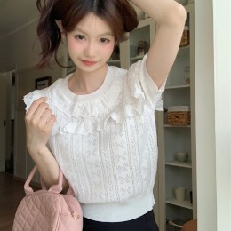 데일리 프릴넥 반팔 니트 LL-T141