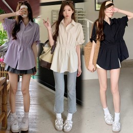 카라 밴딩 플레어 셔츠 LL-T145