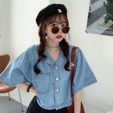 반팔 데님 셔츠자켓 LLO-104
