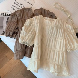 퍼프 셔링 블라우스 LM-0049