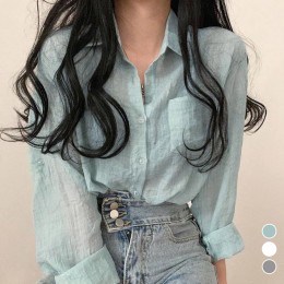 여성 베이직 긴팔 여름 셔츠 LM-0050