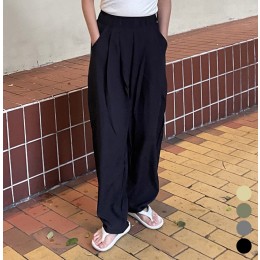 밴딩 핀턱 와이드 배기바지 LM-0137