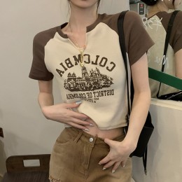 콜롬비아 배색 크롭티 LM-0139